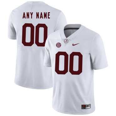 Men%27s Alabama Crimson Tide White Customized College Football Jersey